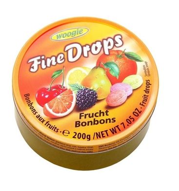 Льодяники зі смаком фруктів та ягід Woogie Fine Drops Frucht Bonbons 200 г