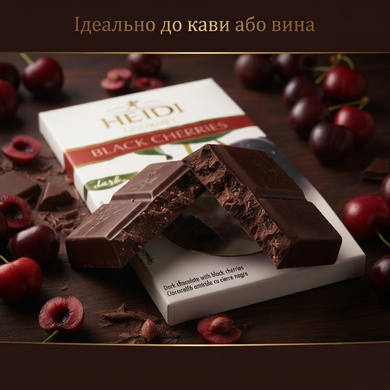 Шоколад чорний Heidi Gourmet Black Cherries 100 г з чорною вишнею Шоколад темний Хайді з вишнею імпортний європейський шоколад