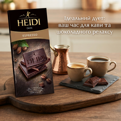 Шоколад чорний Heidi Dark Espresso 80 г Швейцарія темний кава