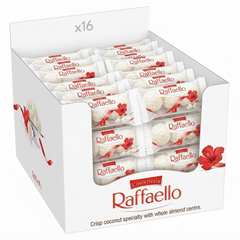 Цукерки Raffaello 16 х 3 шт (30 г) кокосові з цільним мигдалем Рафаелло спайка 3 штуки кокосові цукерки Ferrero міні-формат