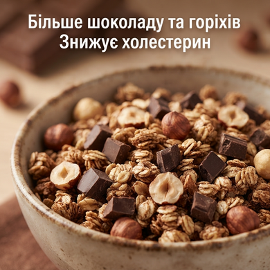 Мюслі Emco шоколад і горіхи 750 г запечені хрусткі з шоколадом та фундуком Мюслі Емко з шоколадом та горіхами 750г без пальмової олії