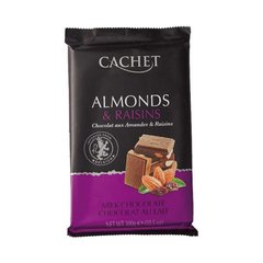 Шоколад Cachet молочний з горіхами та родзинками 300 г